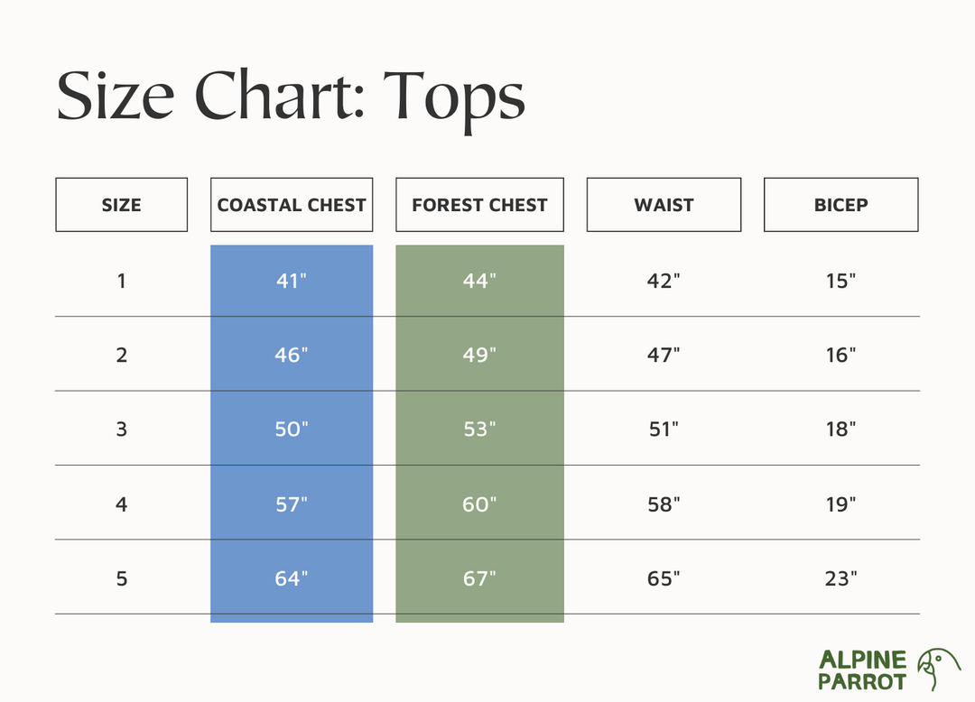 2024 Size Chart – Alpine Parrot